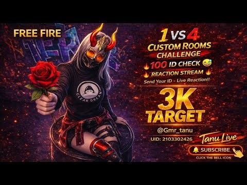 👑 Tanu Live 🔴 | ID Check + Custom Room + Reaction | 1 v 4 Challenge 🔥 | Send Your UID 🔥 #freefire