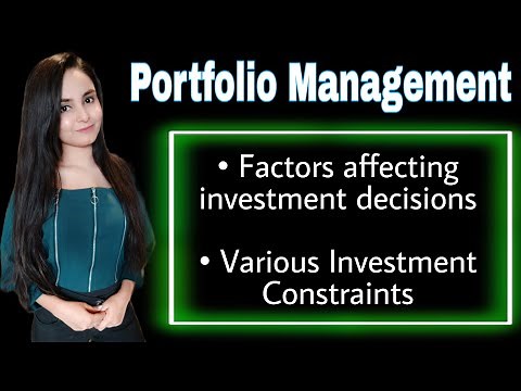 Factors affecting investment decisions | various investment constraints | portfolio management mcom