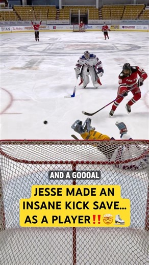 Jesse made an INSANE kick save… AS A PLAYER 🤯⛸️