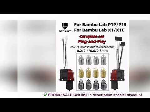 Complete Hotend Assembly Hotend For Bambu Lab X1 X1C P1P P1S with Fan Upgrade 2.0 with Nozzle Comple