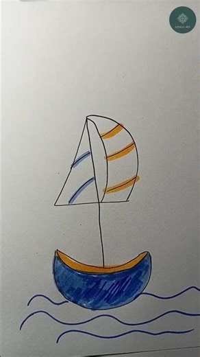Super Easy Boat Drawing With Number 4 #lovelyart #shorts #viral
