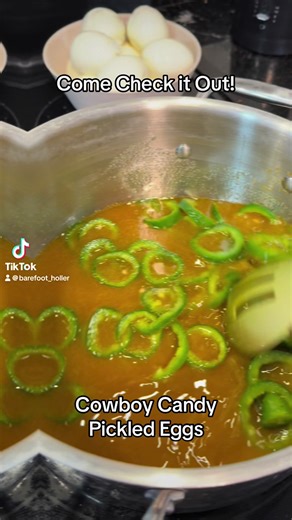 It is that time of year where we all have eggs running out our ears. A favorite in my house is cowboy candy pickled eggs. I’ve got the recipe right here for ya and you can either stick them in the fridge or can them to be shelf stable (rebel can). Completely up to you but give them a week or so the flavor really sets in. Cowboy Candy Pickled Eggs Recipe Ingredients • 40 hard boiled eggs (I recommend undercooking the eggs since they will cook a bit in the canner and the brine will “cook” them) • 