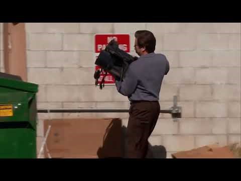 Ron Swanson throws pc into garbage meme