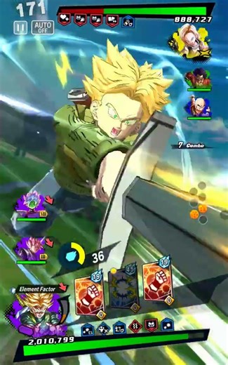 Dragonball Legends Purple Ssj Trunks Sword Stab Special Move on Android 18 Outfit 3 Ko Ryona