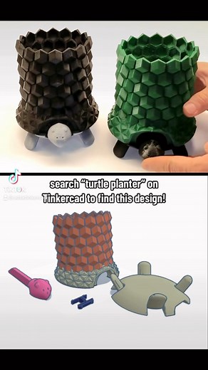 4.1K views | #3Dprintable turtle planter made using #Tinkercad by Garrett Durland  #MadeWithTinkercad #TinkercadDesign #TurtlePlanter #3Dprinted #3Dprinting #iLikeTurtles | Tinkercad | Facebook
