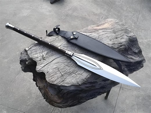 Hand-forged Viking Spear | 35” | Medieval Inspired Spear With Leather Sheath - Etsy