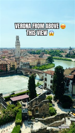 🇮🇹 Verona from above… and wow! the river and the iconic bridge🌉Which city should I visit next?