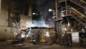 Steel production in a steelmaking furnace. Metallurgy. Casting ingot....