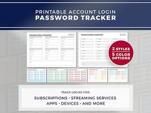 Printable Password Log Bundle / Login and Account Keeper for Streaming Services, Apps, Websites and More - Etsy