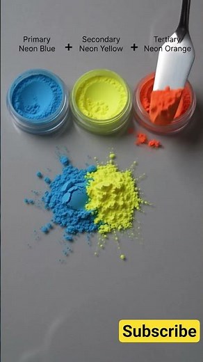 "Neon Blue + Neon Yellow + Neon Orange = Lime Green 🎨 Satisfying Color Mixing ASMR"