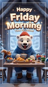 🥐☕️Happy Friday Morning🐻‍❄️❄️ | Happy Birthday Animations