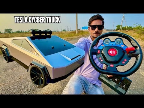 RC Tesla Cybertruck Test Drive With Steering Wheel Controller | Powerful & Fast || ‪@chatpattoytv‬