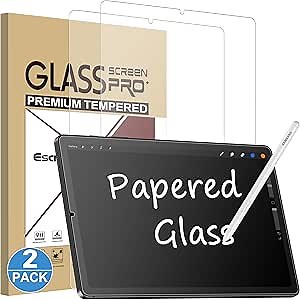 Esanik 2 Pack Like Paper Glass Screen Protector for Samsung Galaxy Tab S6 Lite 10.4 Inch (2024/2022/2020) 9H Tempered Glass Film, Writing Like on Paper, Anti Glare