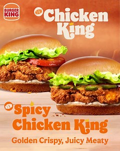 286K views · 3.9K reactions | The NEW! Chicken King and Spicy Chicken King are now available in all BK stores in Visayas & Mindanao!  Crispy-fried chicken thigh, topped with tomato, fresh lettuce, and mayonnaise, sandwiched in between potato buns. Lami gyud!  | Burger King Philippines | Facebook
