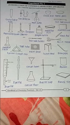 Notebook Of Chemistry Practicals Std. 11 Experiment No. 1