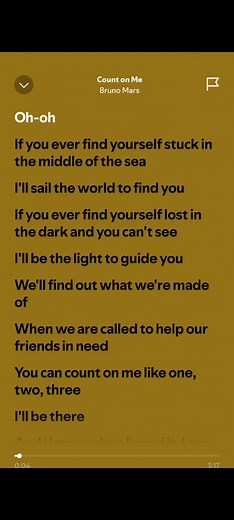 Bruno Mars - Count On Me Lyrics Video