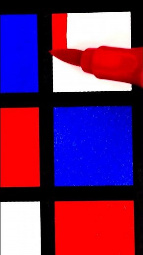 ASMR Colouring Squares | Relaxing Red and Blue Marker Art for Calm Focus