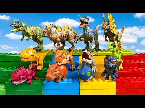 LEGO Dinosaur World Unboxing Review ASMR Colorful: T-rex Parasaurolophus Velociraptor Dilophosaurus