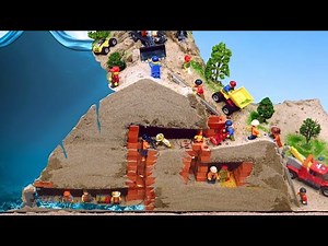 LEGO Mines Flood Disasters - Tsunami Dam Breach Experiments - Wave Machine VS Miners Trapped in Mine