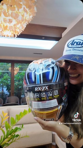 Helmet reveal! Got it from @helmetrism thank you 🙏❤️ Arai RX-7X Nakano shuriken gold #philippines #ducatiph #ducatiladyrider #bikergirl #ladyrider #fyp #fypシ | Barbie On Wheels
