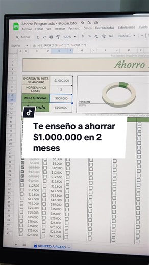 Plantilla de ahorro eficiente en Google Sheets