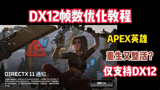 【APEX】重生又整活，弃用DX11仅支持DX12？APEX英雄DX12low帧优化，DX12帧数优化设置教程