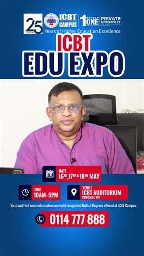 Specialist human skills development trainer, Mr Sanath Gamage‬ sharing his thoughts on the "ICBT Edu Expo" Education Exhibition. Get one-on-one consultations with experienced counselors about the best program options, university opportunities, and scholarship options. Register now and get a free student counseling session: 🎯 Link - https://icbtcampus.lk/icbt-edu-expo/ For more information, 📞 Call - 0114777888 #EduExpo #ICBTEduExpo #Career #Counselling #Diploma #HigherDiploma #Degree #ICBT #ICB