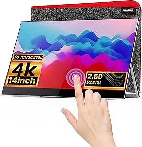 InnoView Portable 4K Touchscreen - 14" Frameless UHD IPS Monitor, Auto-Rotating FreeSync, Dual USB-C