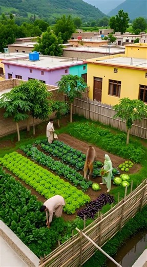 Serene Countryside Garden 🌿 | Rural India High-Angle View