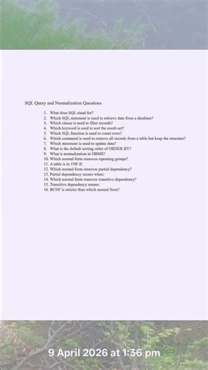 #aptitude#SQL Query and Normalization Questions#