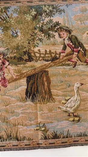 Vintage Woven French Tapestry Renaissance Country Scene Boy and Girl Riding Teeter Totter, France, Renaissance, Medieval TYCAALAK - Etsy