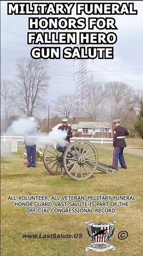 Military Funeral honors for fallen hero gun salute