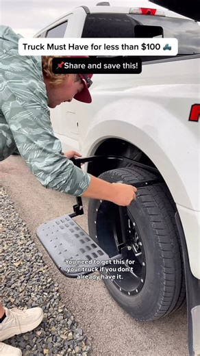 One truck upgrade we wish we got sooner …the HitchMate Tire Step 👏🏼 🛻 | AD Comment “STEP” for the discount link 🔗 📌 Why its a truck must have for anyone: Even at 6’4”, Alex struggles to get into the truck bed once our Gen-Y gooseneck is hitched up. 🤭Easy Install, takes seconds: This step slips right over the tire, gives a solid platform, folds flat into its case, and makes RV travel days way easier. Trust me… I have no chance getting into the truck bed without this step since I’m 5’4” 🤣 Y