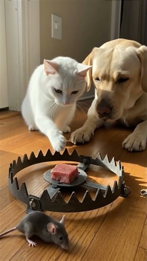 Cat Stops Dog from a Dangerous Trap! 🐱🐶 Heroic Rescue #cat #dog #shorts