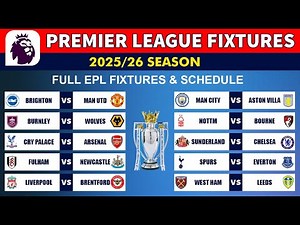 EPL FIXTURES TODAY - MATCHWEEK 1 to 38 - ENGLISH PREMIER LEAGUE FIXTURES 2025/26 - EPL Fixtures
