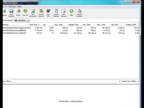Methods statistics and exceptional method runs in JProfiler (HD)