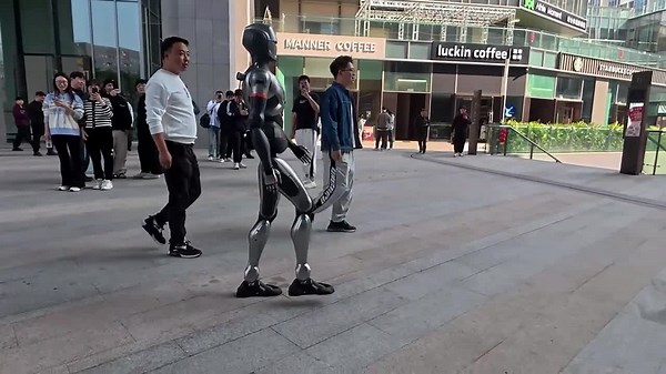 Humanoid Robot Strolling Shenzhen Streets China