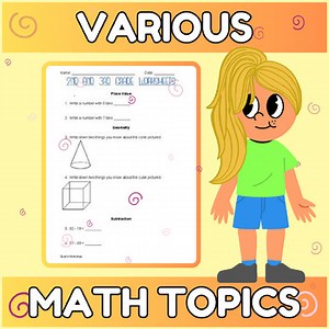 2nd and 3rd Grade Introduction and Review Various Math Topics Worksheets Part 3