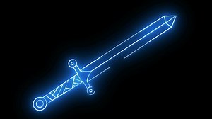 Download animated sword logo with glowing neon lines for free