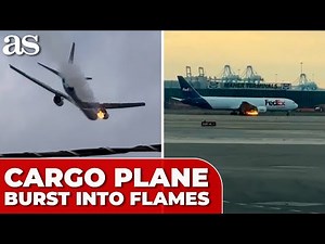FEDEX CARGO PLANE bursts into FLAMES after SHOCKING bird STRIKE mid-flight