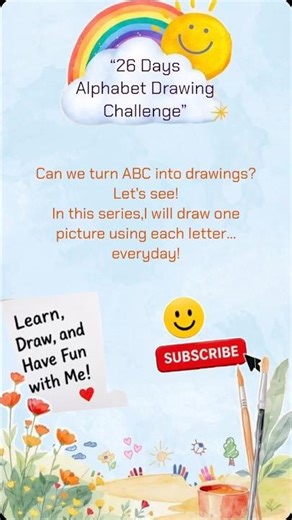 ABC ➡️ Drawing 😍26 Days Challenge starts now! 🎉 #DrawingChallenge#KidsLearnWithFun #Shorts #