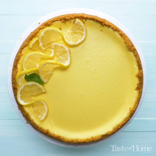 Light and creamy, this lemon cheesecake recipe is just the thing to brighten your day. Get the full recipe for Lemon Dream Cheesecake: https://trib.al/0B3byHZ | Taste of Home