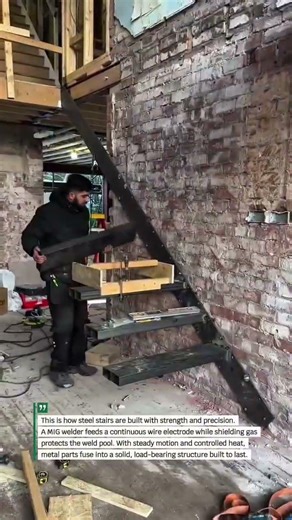 Building Steel Stairs with Precision Welding! #Welding #Construction #Metal