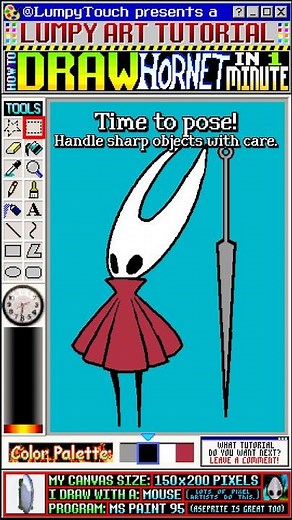 Draw HORNET from HOLLOW KNIGHT: SILKSONG! 1 MINUTE Art Tutorial!