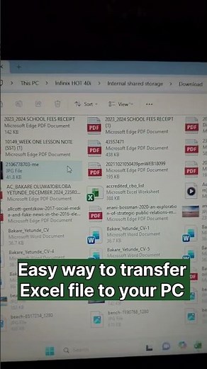 Easy way to transfer Excel file to your PC #excel