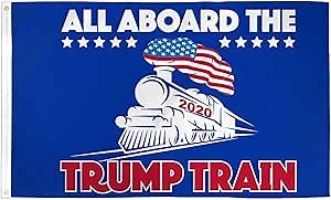 AZ FLAG - All Aboard The Trump Train Flag - 3x5 Ft - 100D Polyester Us President Trump Banner with Two Metal Grommets - Fade Resistant - Vivid Colors - 3' x 5' Feet - 150x90 Cm