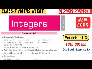 Class 7 Maths Chapter 1 Integers NCERT Exercise 1.3 Full Solved | CBSE RBSE GSEB