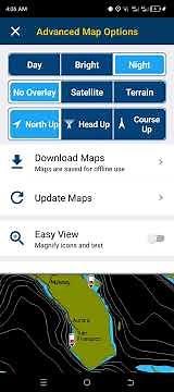 Navionics Boating HD 11.5 in night mode