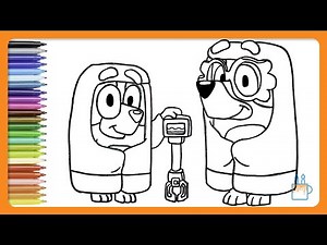 Vamos desenhar e colorir a Bluey e a Bingo vestidas de Rita e Janete