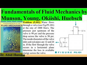 Determine loss in available energy across the valve|P 5.101|Fundamental of Fluid Mechanics6thEdition
